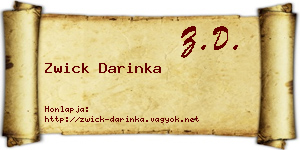 Zwick Darinka névjegykártya